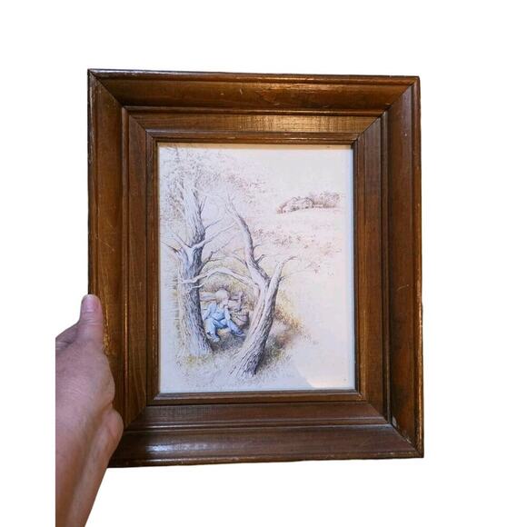 Vintage Home Interiors 13 X 12 Jack &Jill Framed Art 1979 - Picture 4 of 5